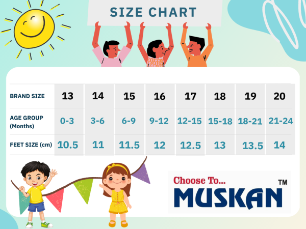 MUSKAN FOOTWEAR Junior SIZE CHART 13-20 size