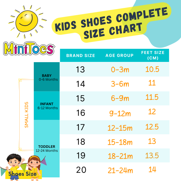 MiniToes Shoes Size Chart